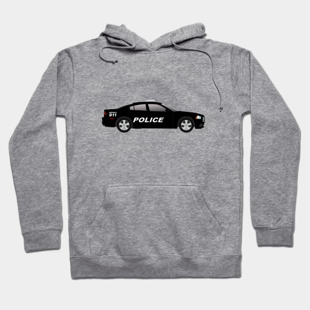 Black Police Car (Charger) Hoodie by BassFishin